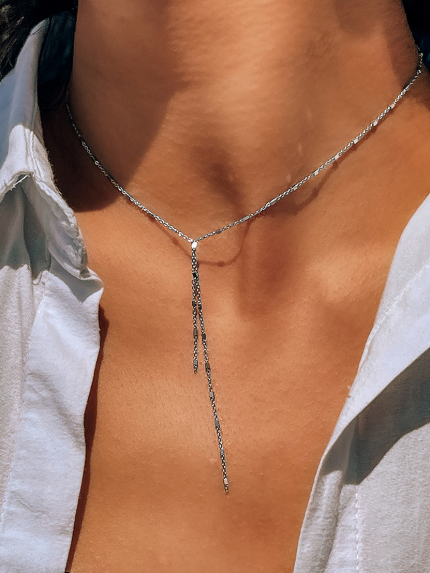 Кольє без вставок Срібло 925° (родій) 190014