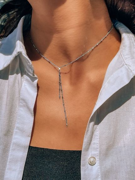 Кольє без вставок Срібло 925° (родій) 190014