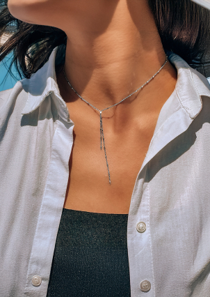 Кольє без вставок Срібло 925° (родій) 190014