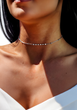 Кольє без вставок Срібло 925° (родій) 190007