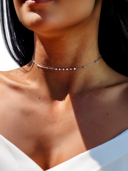 Кольє без вставок Срібло 925° (родій) 190007