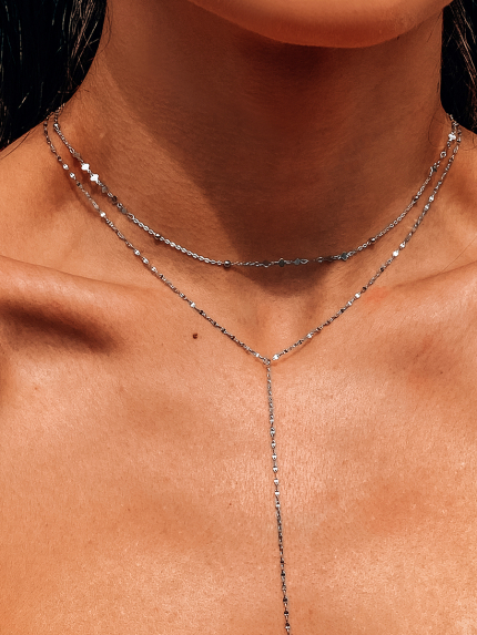 Кольє без вставок Срібло 925° (родій) 190007