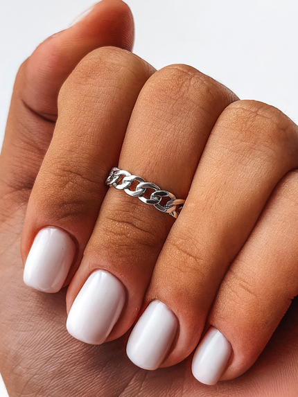 Каблучка без вставок Срібло 925° (родій) 81136