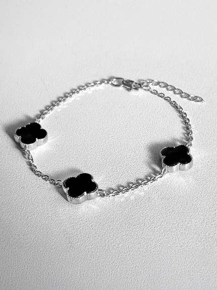 Браслет онікс Срібло 925° (родій) 75128ч