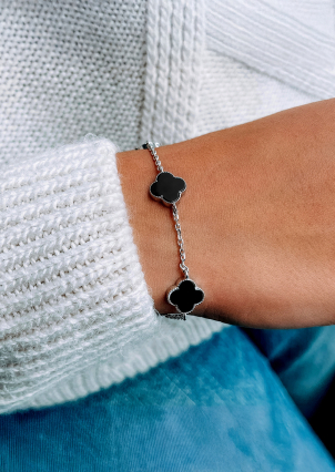 Браслет онікс Срібло 925° (родій) 75128ч