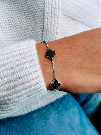 Браслет онікс Срібло 925° (родій) 75128ч