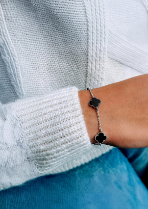 Браслет онікс Срібло 925° (родій) 75128ч