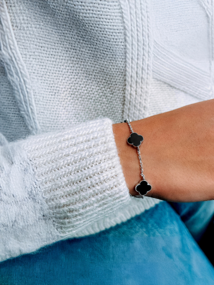 Браслет онікс Срібло 925° (родій) 75128ч