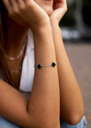 Браслет онікс Срібло 925° (родій) 75128ч