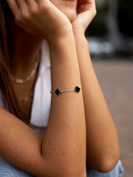 Браслет онікс Срібло 925° (родій) 75128ч