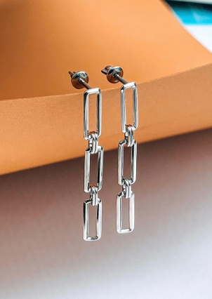 Сережки без вставок Срібло 925° (родій) 82868