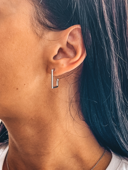 Сережки без вставок Срібло 925° (родій) 82809