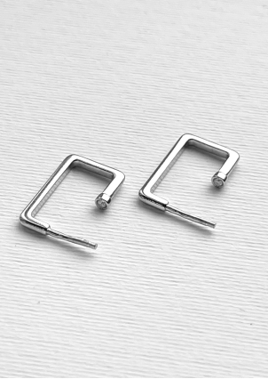 Сережки без вставок Срібло 925° (родій) 82809