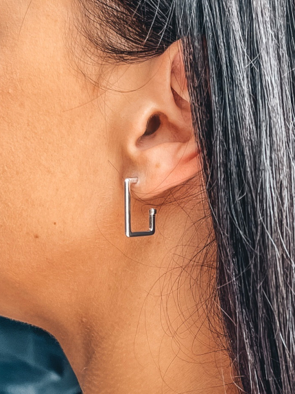 Сережки без вставок Срібло 925° (родій) 82809