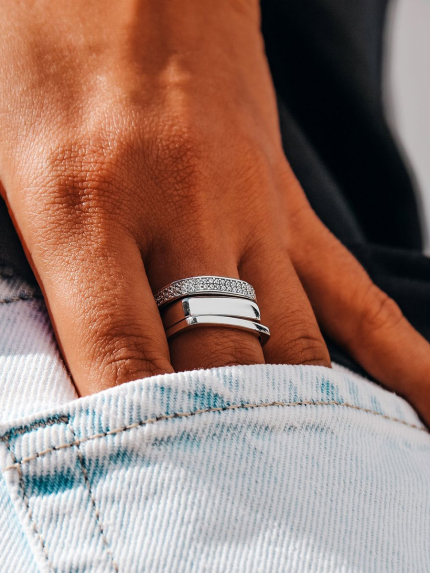 Pierścionek bez wkładek Srebro 925° (rod) 81685