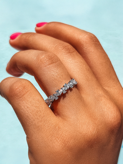 Pierścionek z szafirem Srebro 925° (rod) SR252