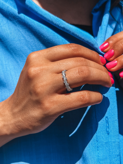 Pierścionek z szafirem Srebro 925° (rod) SR252