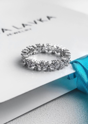 Каблучка фіаніт Срібло 925° (родій) SR252