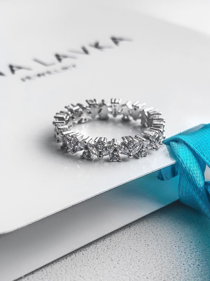 Pierścionek z szafirem Srebro 925° (rod) SR252