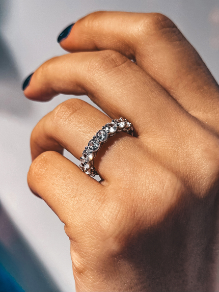 Pierścionek z cyrkonem Srebro 925° (rod) sr1676