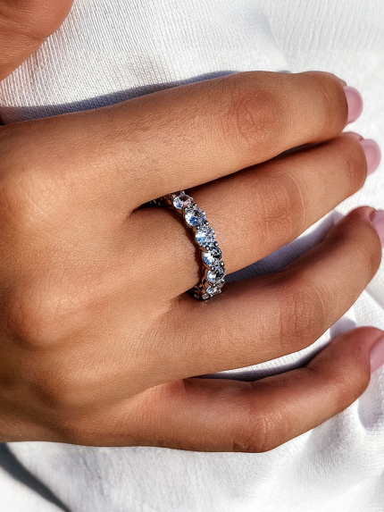 Pierścionek z cyrkonem Srebro 925° (rod) sr1676