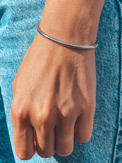 Браслет без вставок Срібло 925° (родій) sb100p65