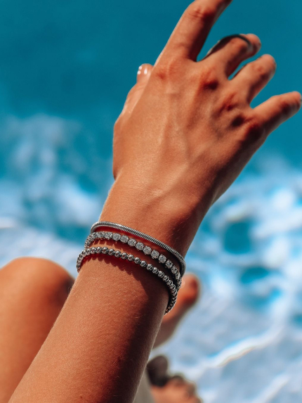 Браслет без вставок Срібло 925° (родій) sb103p65