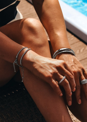 Браслет без вставок Срібло 925° (родій) sb103p65