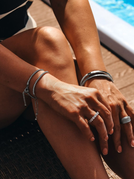 Браслет без вставок Срібло 925° (родій) sb103p65