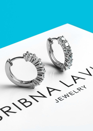 Fianite earrings (AAAA) Silver 925° (rhodium) se82