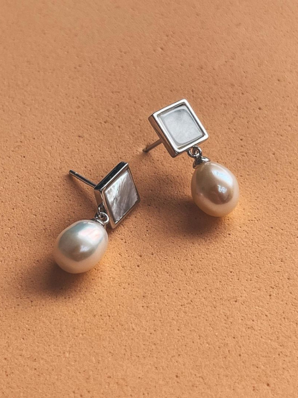 Kolczyki z perełkami Srebro 925° (rod) 50304