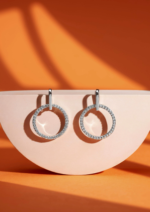 Сережки Фіаніт (5А) Срібло 925° (родій) 10323