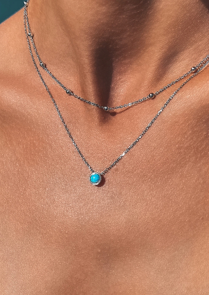 Кольє опал Срібло 925° (родій) кл2опг/1087