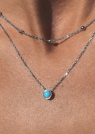 Кольє опал Срібло 925° (родій) кл2опг/1087