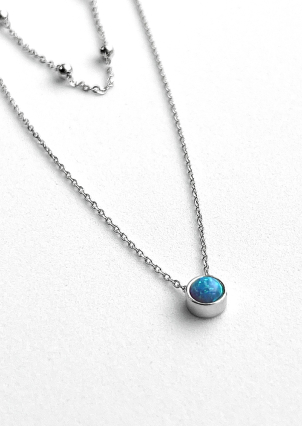 Кольє опал Срібло 925° (родій) кл2опг/1087