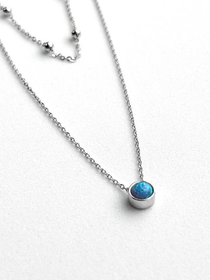 Кольє опал Срібло 925° (родій) кл2опг/1087