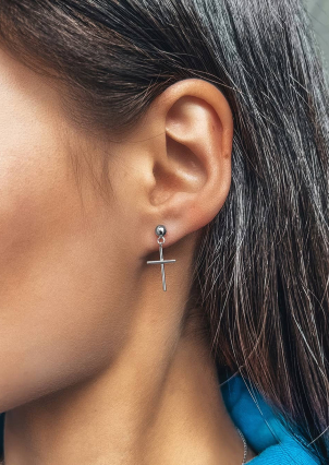 Сережки без вставок Срібло 925° (родій) с2/1342