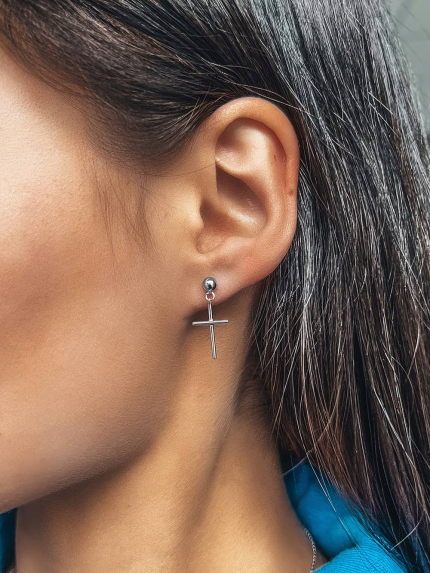 Сережки без вставок Срібло 925° (родій) с2/1342