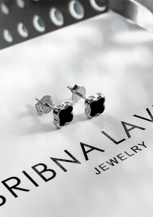 Сережки онікс Срібло 925° (родій) с2о/1469