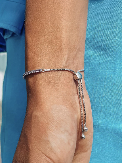 Браслет фіаніт Срібло 925° (родій) sb42