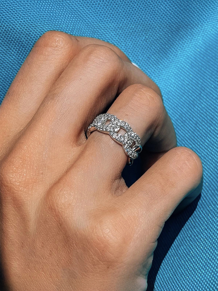 Pierścionek z cyrkonem Srebro 925° (rod) 120206