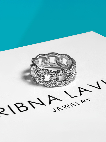 Pierścionek z cyrkonem Srebro 925° (rod) 120206