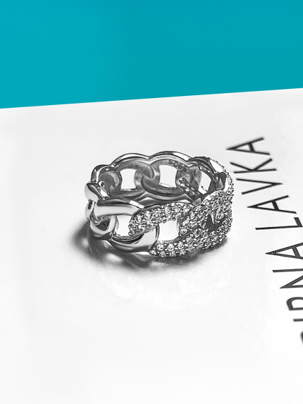 Pierścionek z cyrkonem Srebro 925° (rod) 120206