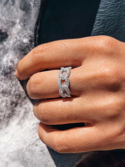 Pierścionek z cyrkonem Srebro 925° (rod) 120206