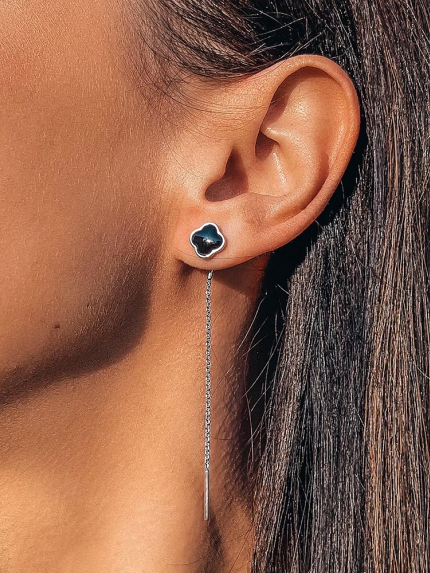 Сережки емаль Срібло 925° (родій) 261778 ч