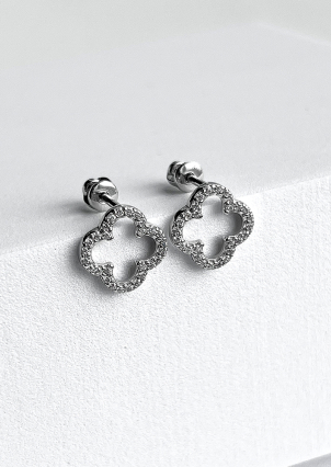 Сережки фіаніт Срібло 925° (родій) 008220