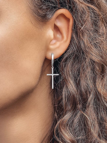 Сережки без вставок Срібло 925° (родій) 107850