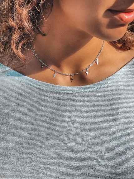 Кольє без вставок Срібло 925° (родій) 86074