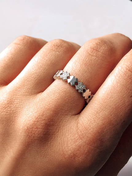 Каблучка фіаніт Срібло 925° (родій) 81674