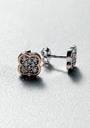 Сережки фіаніт Срібло 925° золото 375° 000958